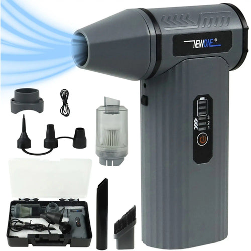 Compressed Air Duster -  3 Gear Adjustable Cordless Mini Air Blower - Rechargeable Air Duster for PC, Keyboard, Car, Outdoors, H